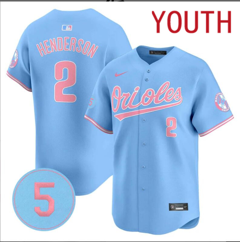 Youth  Baltimore Orioles #2 Henderson blue 2024 Nike MLB jersey